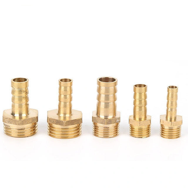 1/8" 1/4&prime; &prime; 3/8" 1/2" Brass Male Thread Hose Barb Coupler Tower Shape Fitting Pneumatic Connector with 6/8/10/12/14/16/25/32mm