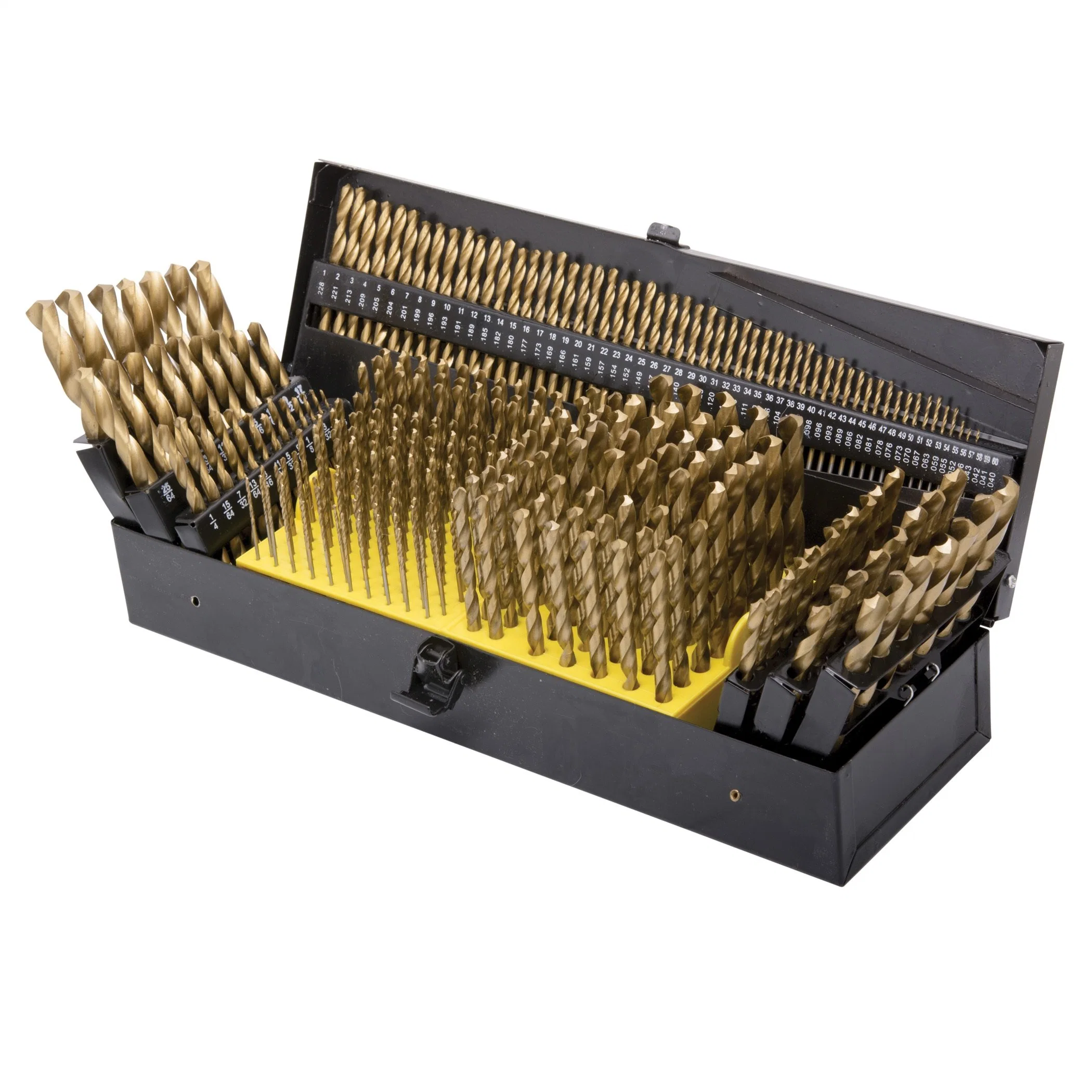 HSS Tin-Coated Cobalt Titanium Coated Steel Twist Drill Bit Set with Metal Case