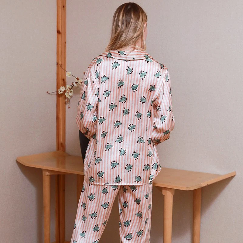 Pretty Ladies Floral Silk Pajamas Set