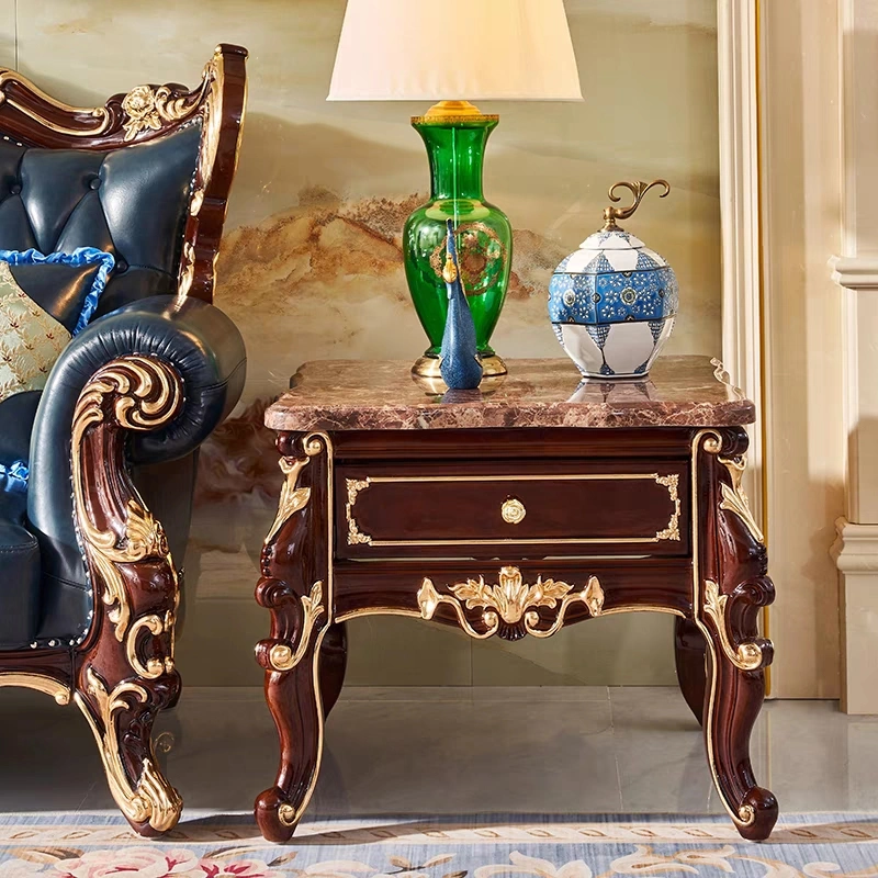 Royal Massive Holz Wohnzimmer Möbel Gold Paint Sofa-Set Beistelltisch