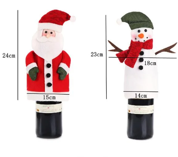 Flannel Christmas Table Decoration Santa/ Snowman Wine Bottle Set Festive Decoration.