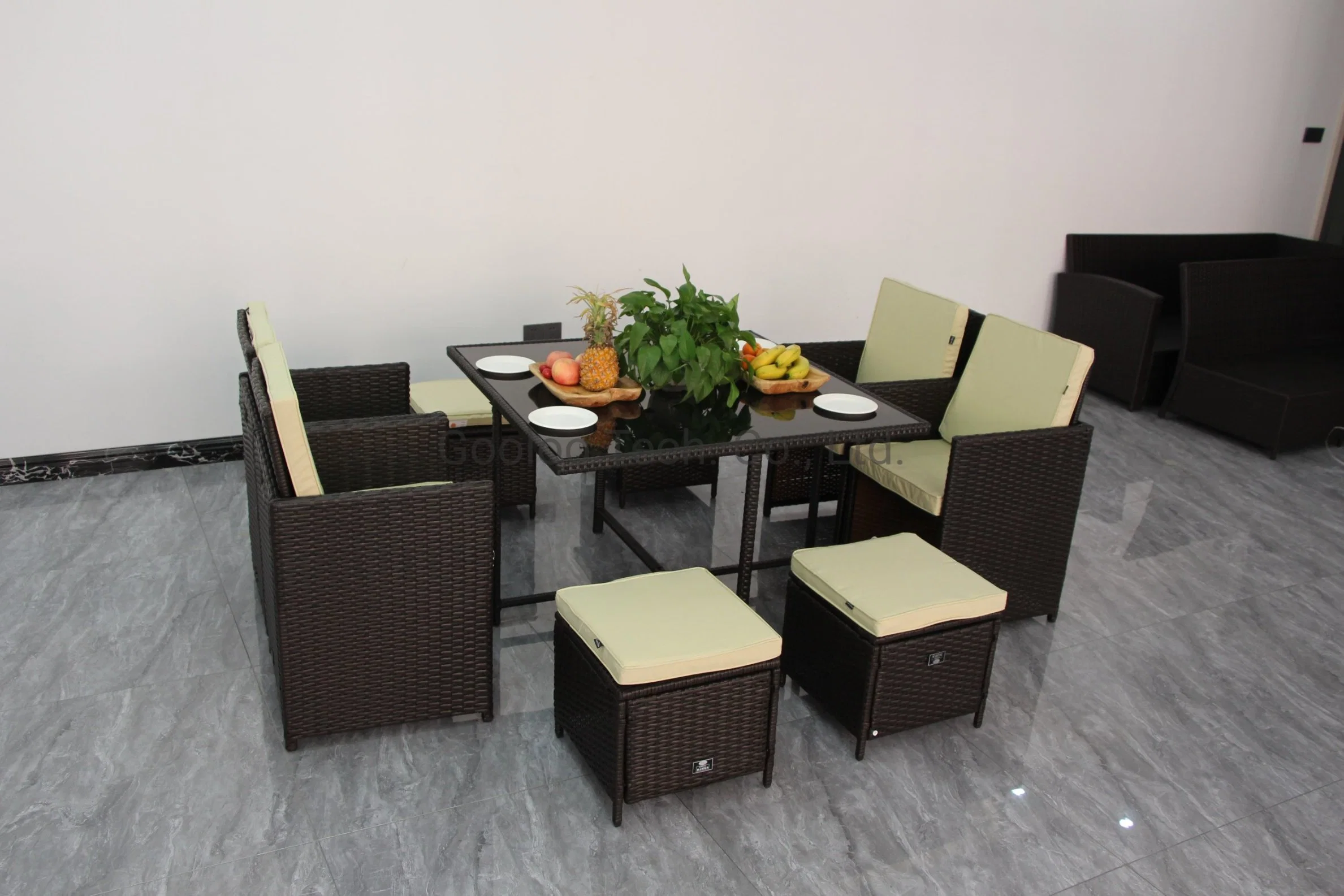 Modern Style Hideaway Dining Table Set Wicker Rattan Dining Furniture