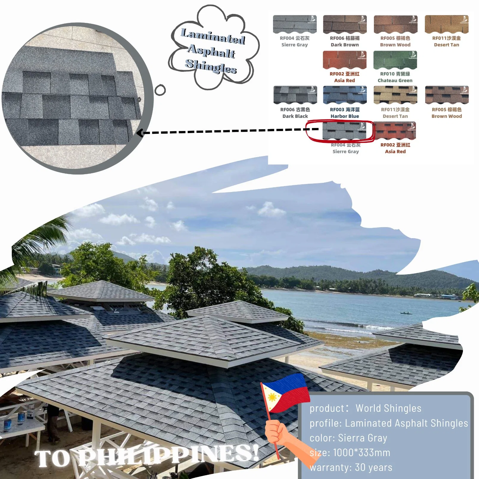 Sangobuild Asphalt Roofing Shingles Colorful Roofing Covers Waterproof Solutions Building Materials