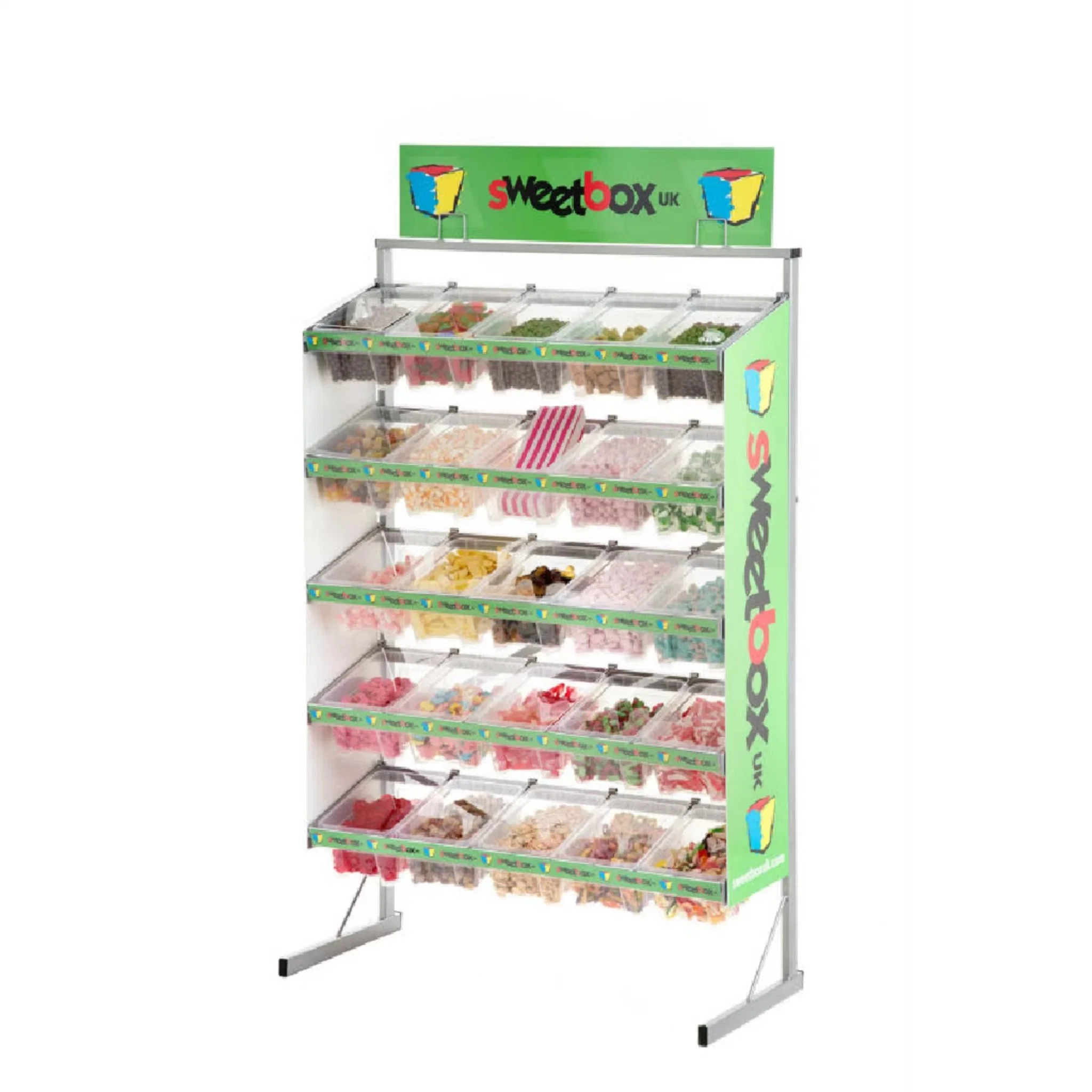 Rack de Métal en plastique de plancher personnalisés Panier de bonbons de la puce de pommes de terre d'aliments de collation de présentoir Stand