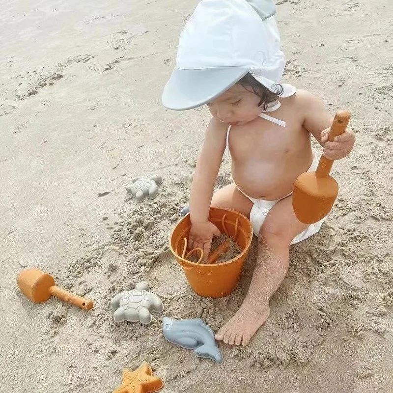 Outdoor Summer Silicone Soft Beach Toys Baby Toys Digging Sand Tool Shovel Children Bucket Sandbox Toy Beach Accessories for Kid