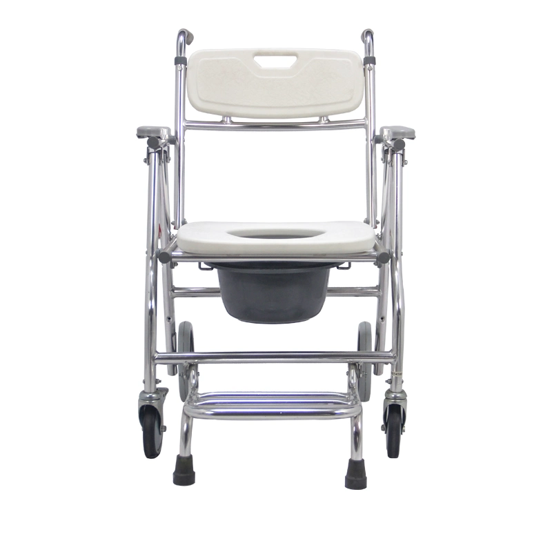 Medical Equipment Folding Beside Portable Patient Wheeled Aluminum Commode Toilet Chair