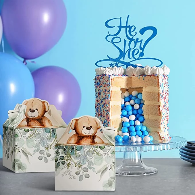 Parte a favor de la caja de papel Cajas de tratar el osito de peluche de Baby Shower Decoraciones