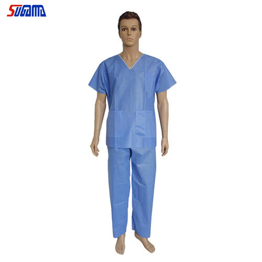 Disposable Anti Static Anti Water PP Collar Nurse Scrub Suits Uniforms