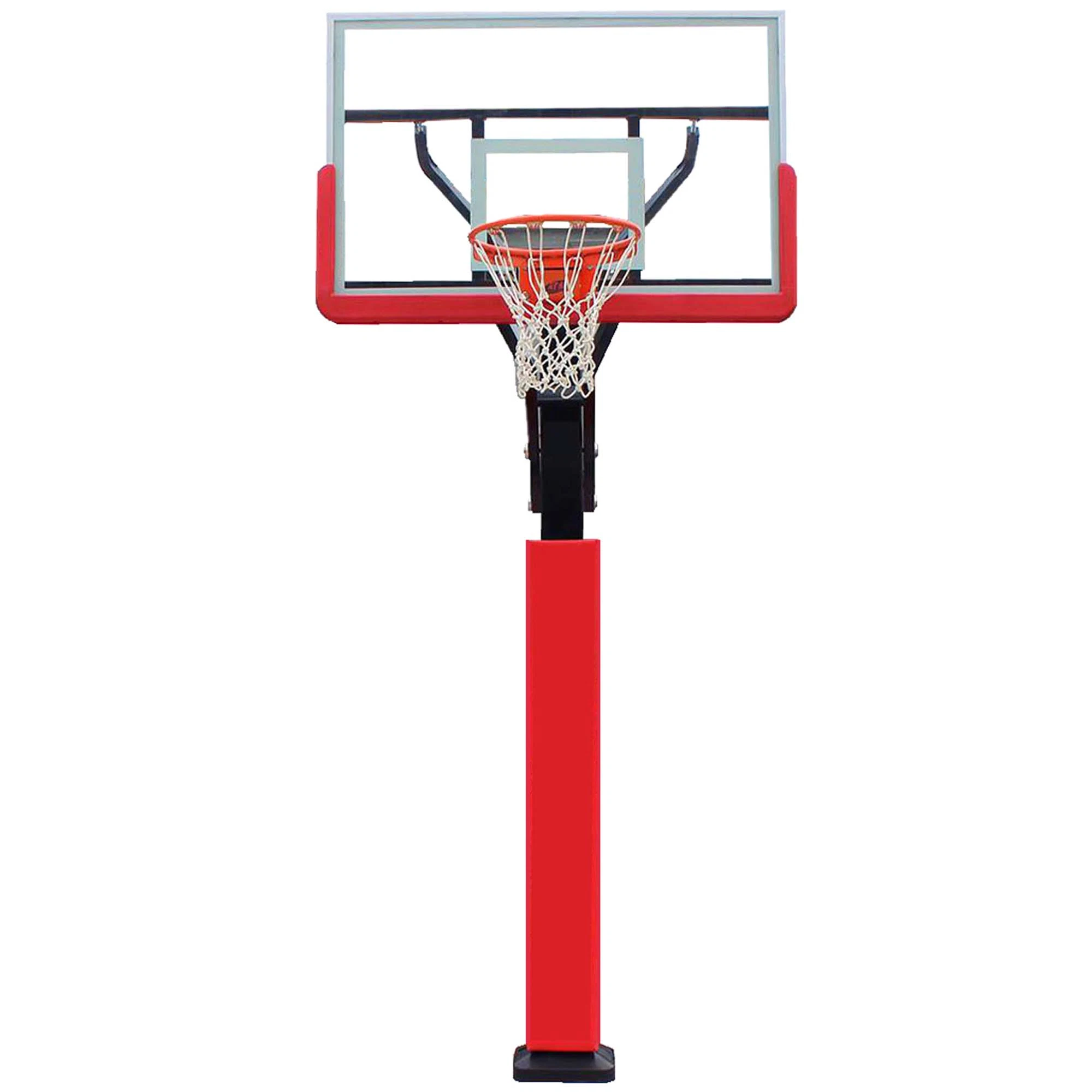 in Ground Basketball Hoop Height Adjust Goal/Stand Standard Tempered Glass Backboard Indoor/Outdoor System