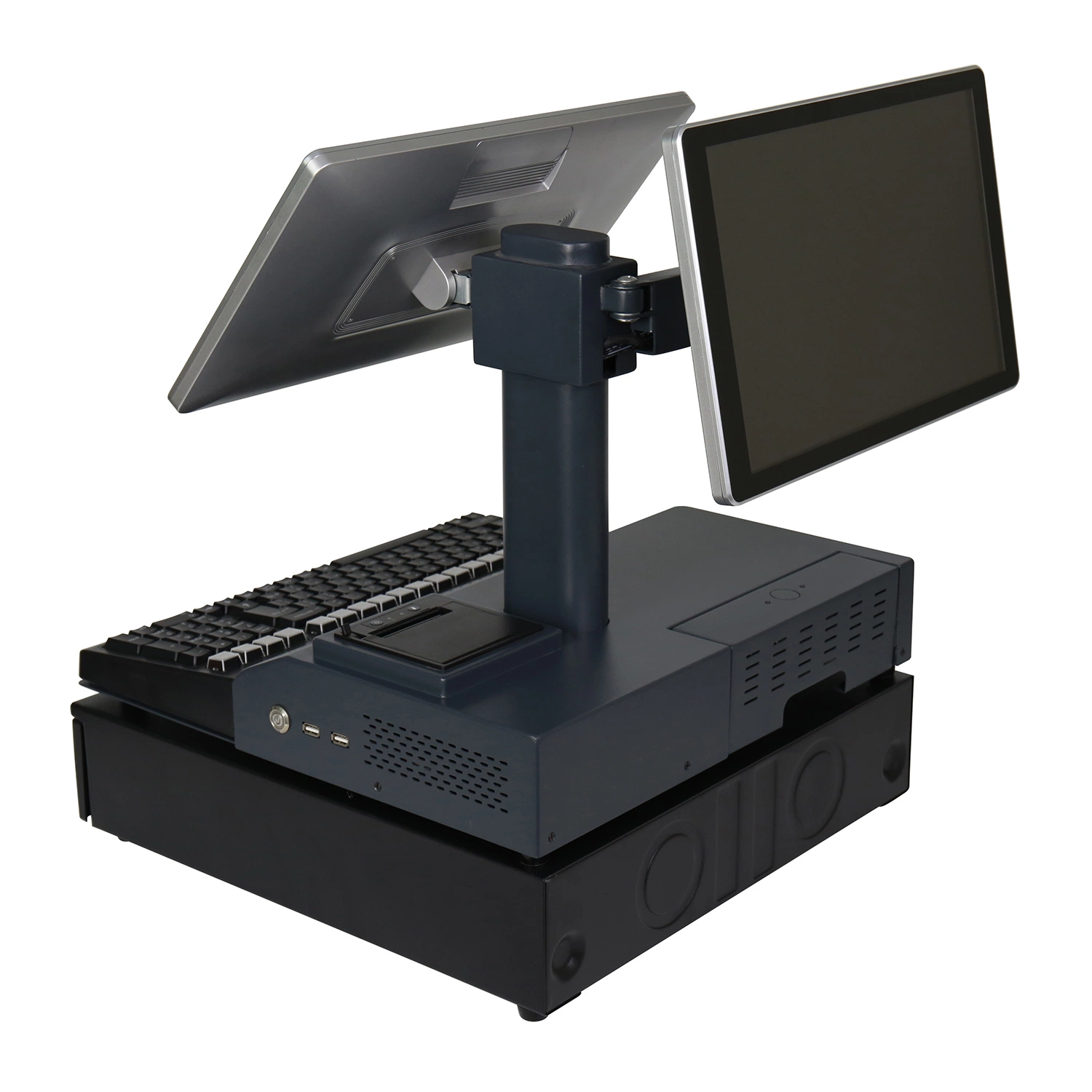 Terminal POS de la máquina de registro de efectivo de pantalla doble con 58mm incorporado Impresora térmica