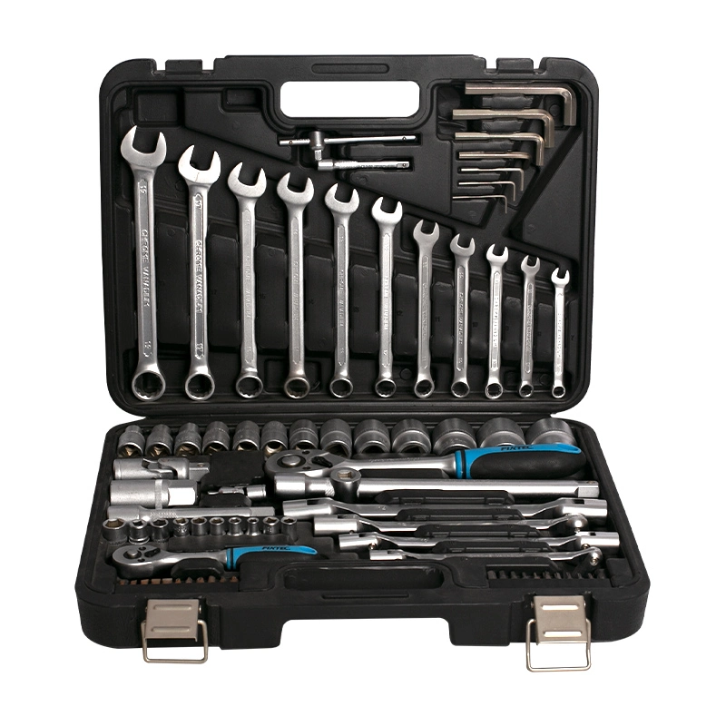 Conjunto de ferramentas de tomada Fixtec Professional 77PCS Car Repair Hand Tool Conjunto de chaves de caixa e chave de caixa