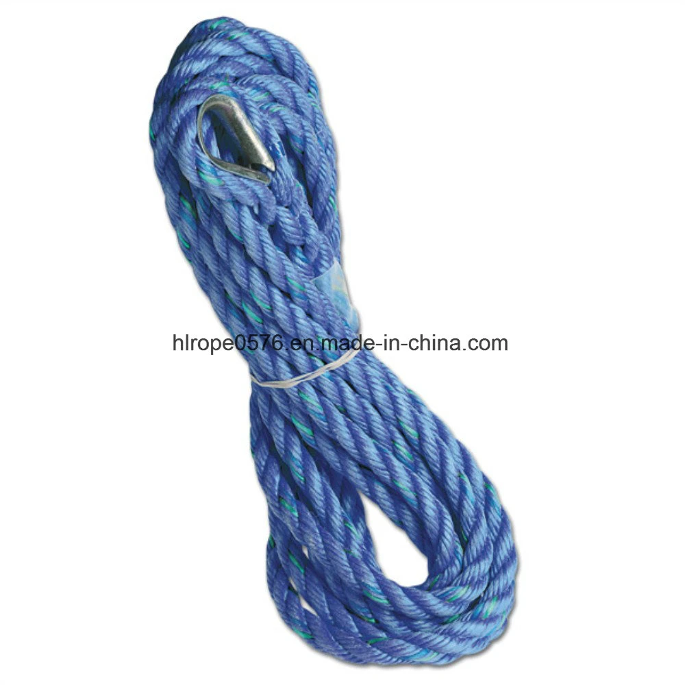 25mm 3 hilos de cable trenzado de cuerda de polipropileno azul