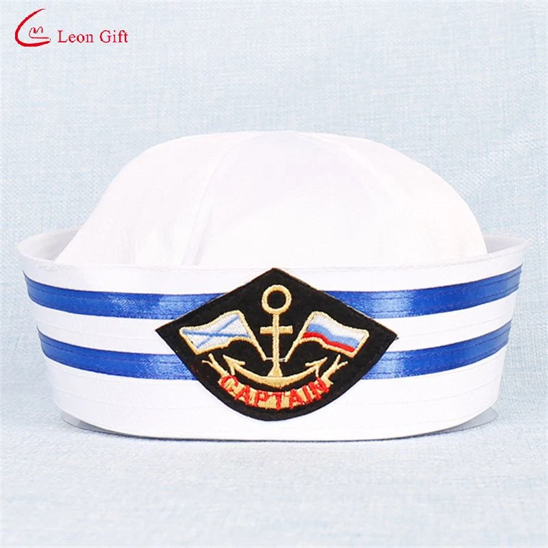 Mayorista de fábrica de uniformes de la tapa de logotipo personalizado Equipo Ceremonial Beret el rendimiento de los niños marinero vigorosa etapa blanco bordado Hat