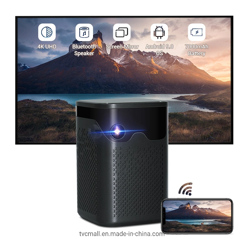 D063 480p Type-C Screenless TV Touch Android Home Theater Portable Mini Projector for Tablet, Bluetooth Speaker, Cell Phone, USB Driver - UK Plug