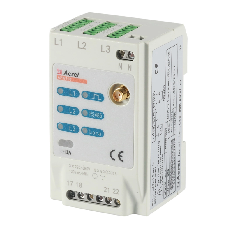 Acrel Three Phase Wireless Energy Meter Small Size Lora Power Meter with RS485 with Cts Optional Temperature Measurement