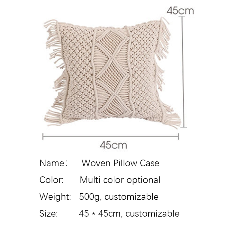 Wholesale/Supplier Pillow Case/Living Room Bedroom Sofa Geometric Pattern Decorative Cushion Cover Popular Hand Woven Tassel Pillow Cover
