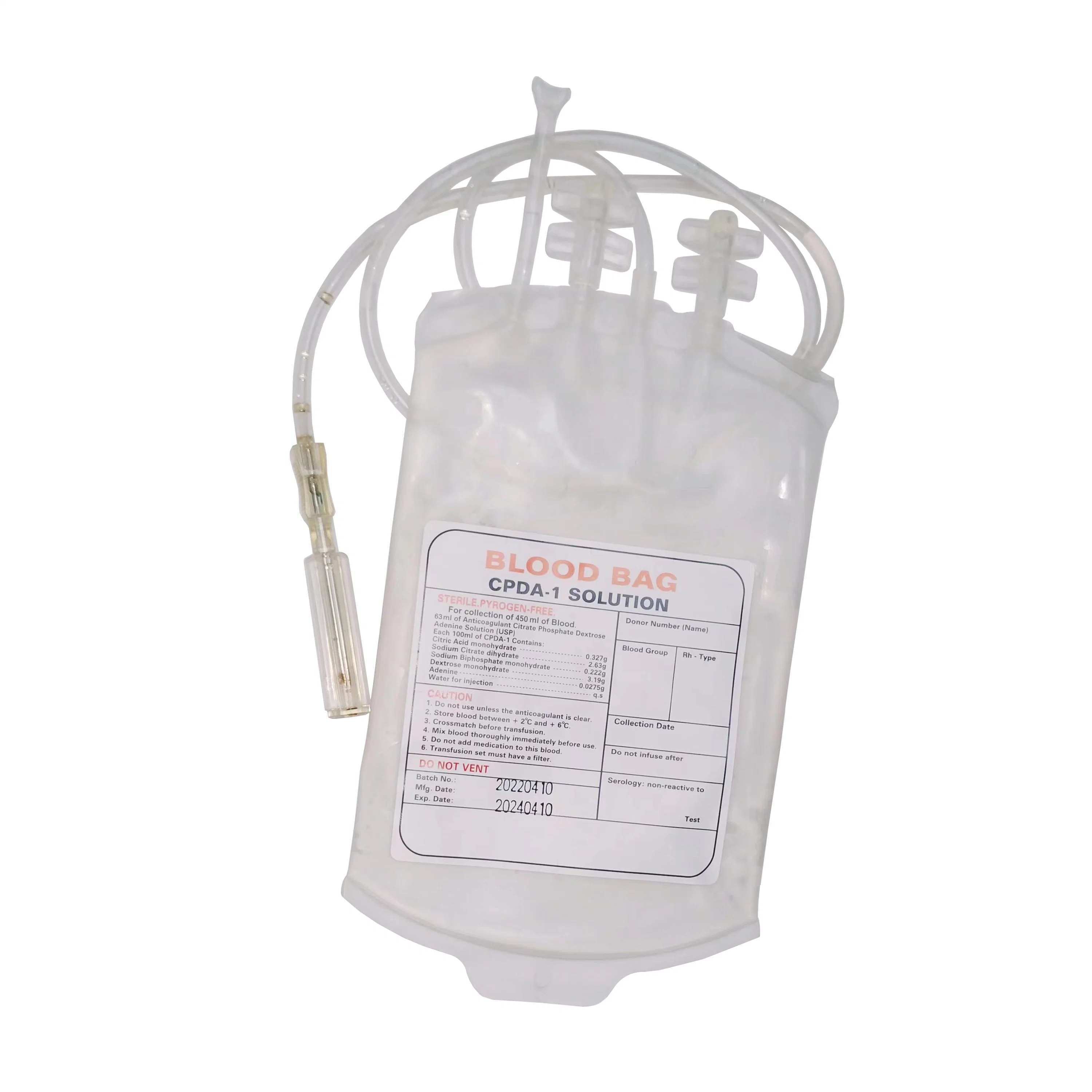 Disposable Medical Single/Double/Triple/Quadruple Blood Bag with Needle Protector