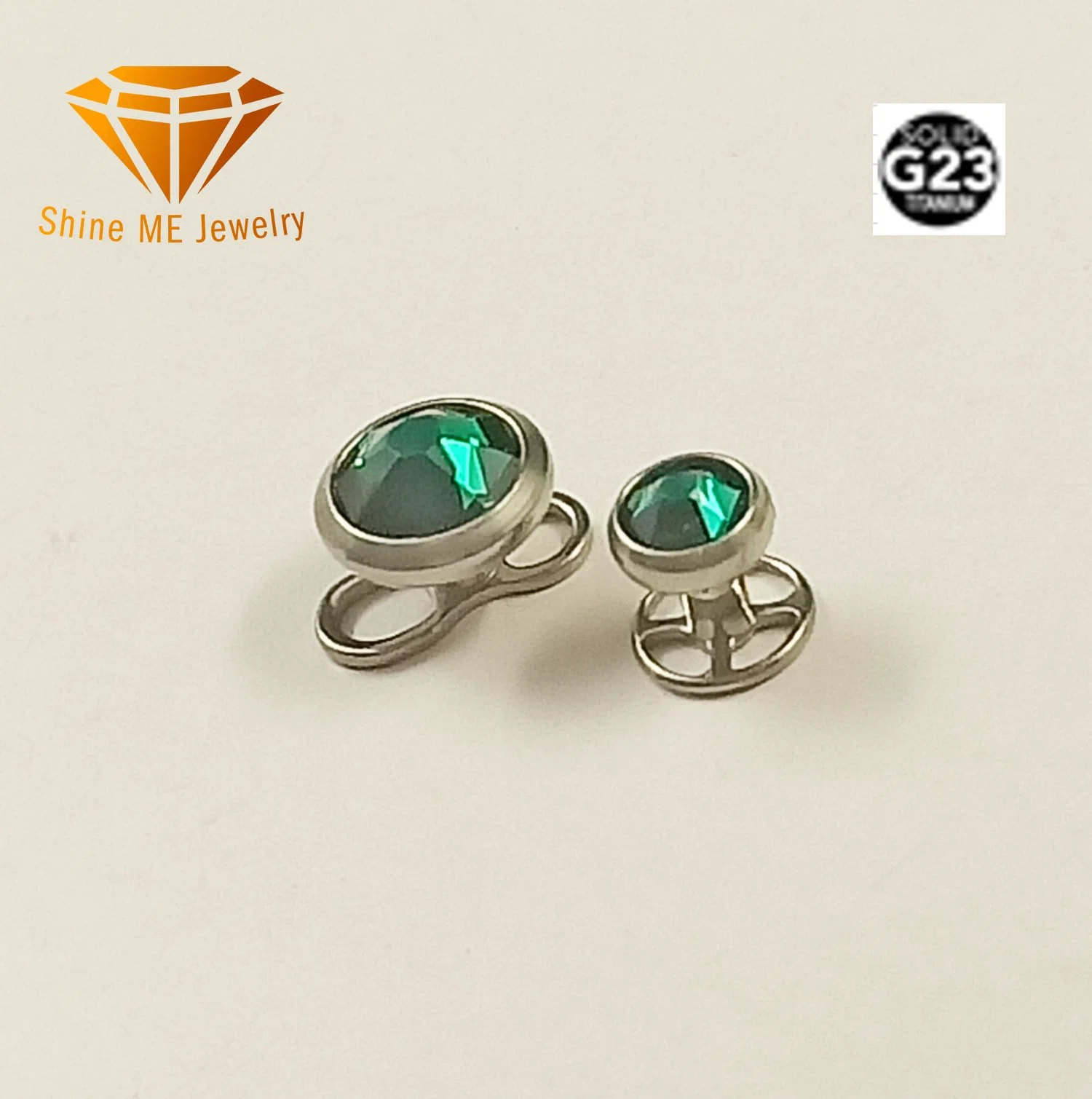 High quality/High cost performance  Fashion Jewelry G23 Titanium Body Piercing Green Stone Surface Anchor 	Tda-42