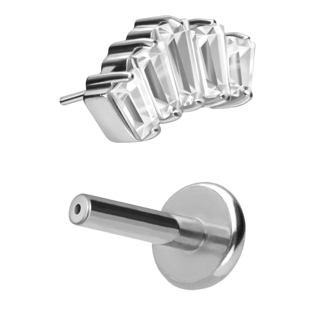 Mode bijoux Plug-in labret avec bouton poussoir 5 rectangles cristal Mettre en place d'veut tenter la lèvre nez goujon de l'oreille Body Piercing