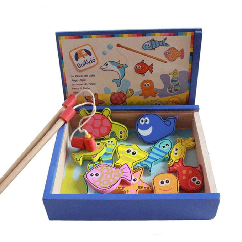 Present Magnetic Fishing Puzzle Wooden Magnetic Wooden Blocks