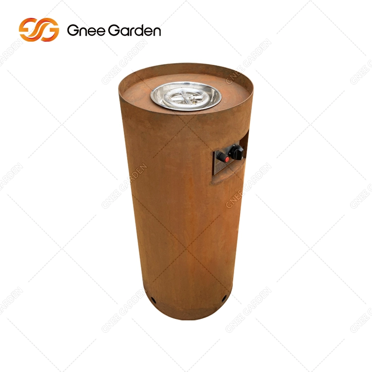 Personalizar chimenea exterior quemador de gas de metal oxidado Fogata