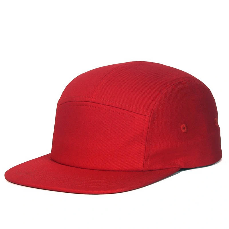 Custom Fashion Casual Solid Color Cotton Flat Brim 5 Panel Adjustable Blank Sports Camping Cap Plain Hat with Nylon Buckle