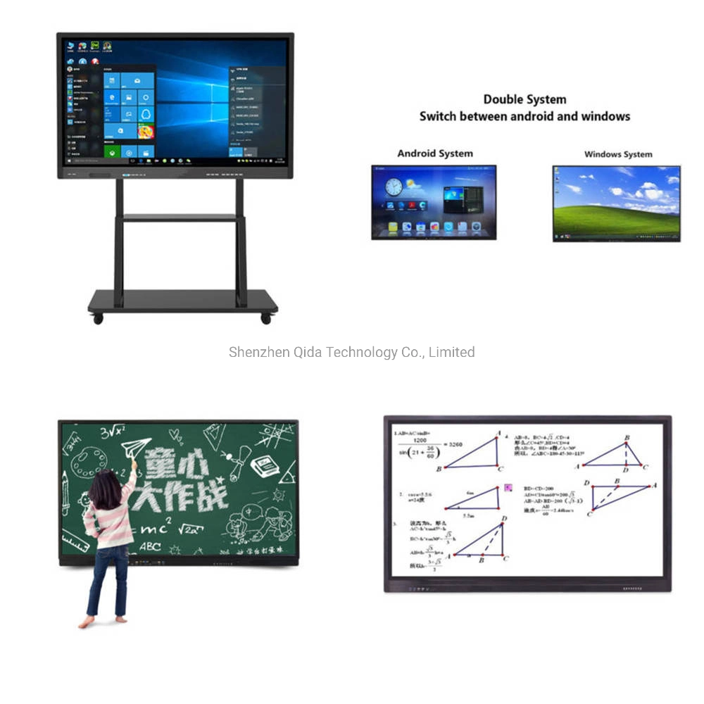 55/65/75/86inch ad Player mural Mobile Floor Standing Indoor Video Conférence 4K verre portable Interactive Tableau blanc Smart Home Teaching Board TÉLÉVISION À ÉCRAN LCD