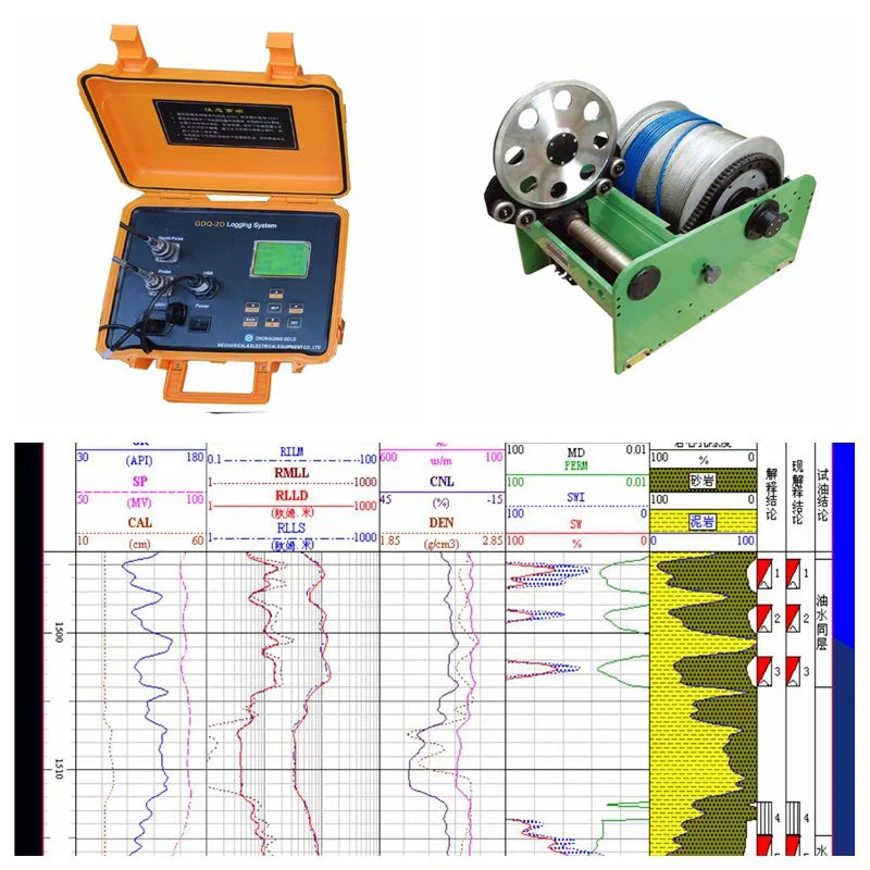 500m-2000m para pozos de registro de pozos de sondeo geofísico de la herramienta de estudio del sistema de equipos Equipos de registro de pozo de agua
