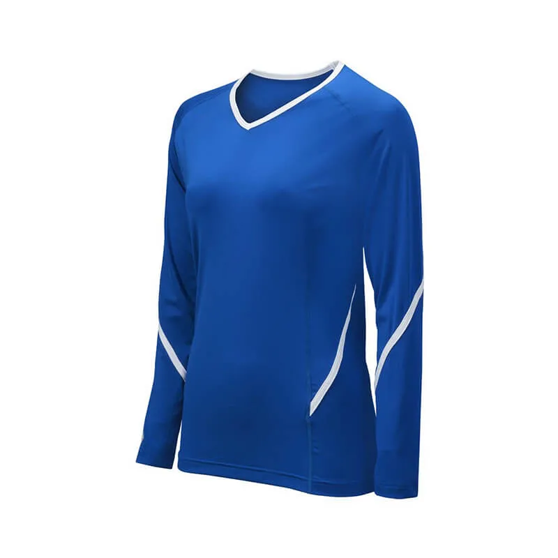 Wholesale Long Sleeve Shirts Team Uniforms 100% Polyester Fabric Blue Volleyball Jersey Sports Wear