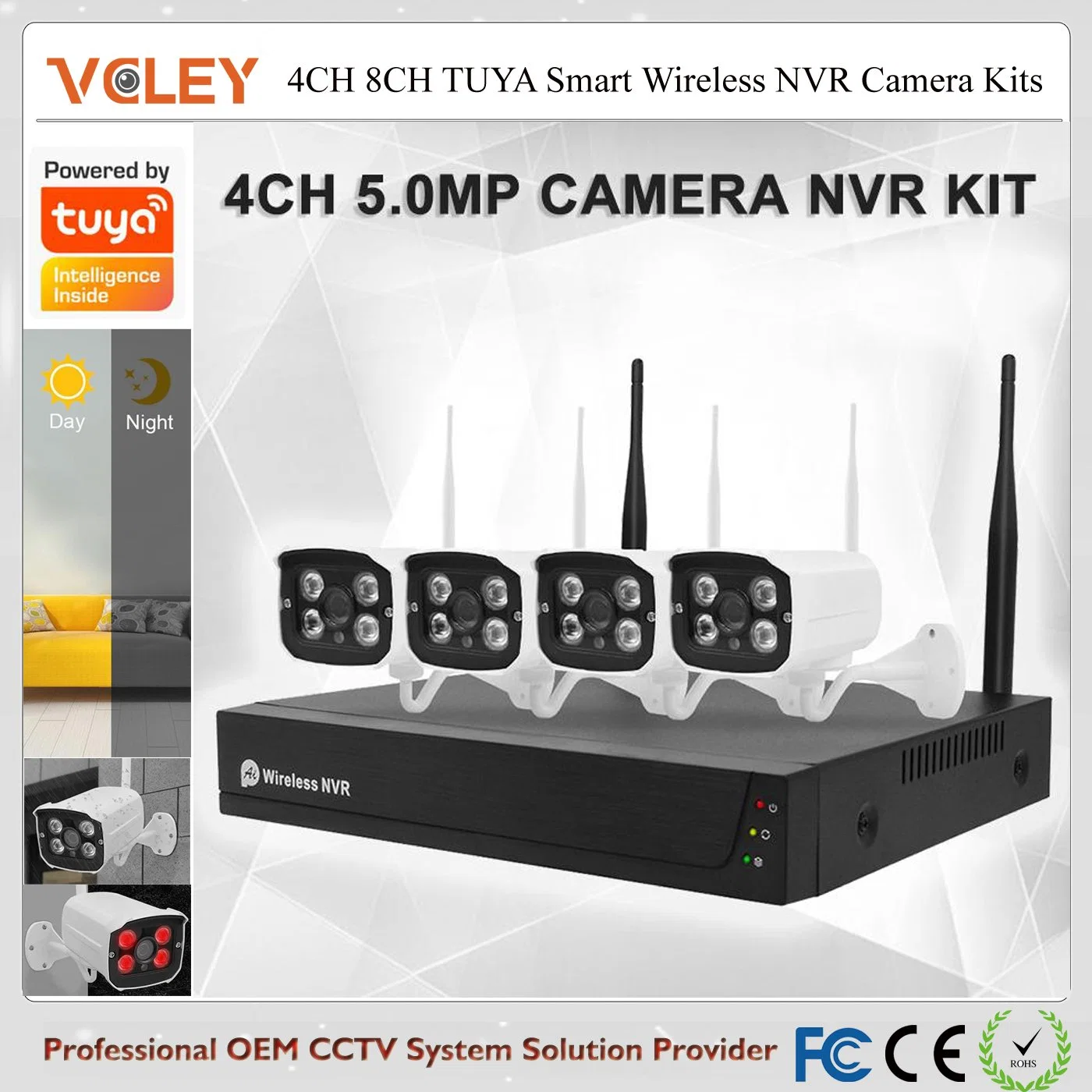 Tuya Smart Plug Play CCTV Kamera Kit Wireless NVR Kamera Überwachungskamera DIY-Paket WiFi IP-Kamera für zu Hause einstellen Sicherheitskamera-Kit für drahtlose Sicherheit