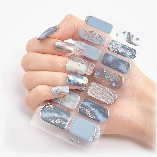 Colorful Design Korea Semi-Cured UV Pegatinas PARA Unas Semi Cured Gel Nail Sticker