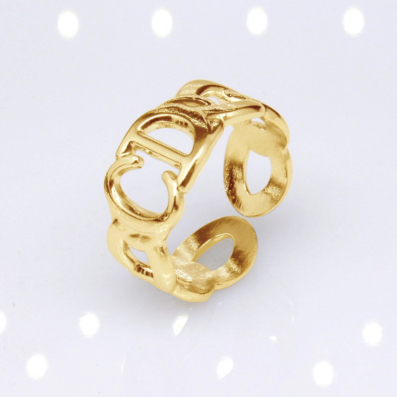 Manufacturer Customized Fashion Gold-Plated Jewelry, Stainless Steel Gold-Plated Replica, Exquisite Ring, 18K Ring