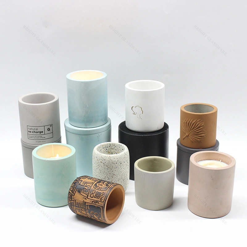 Customized Empty Concrete Candle Vessels Luxurious Ingenious Design Cement Candle Jar for Candle Making