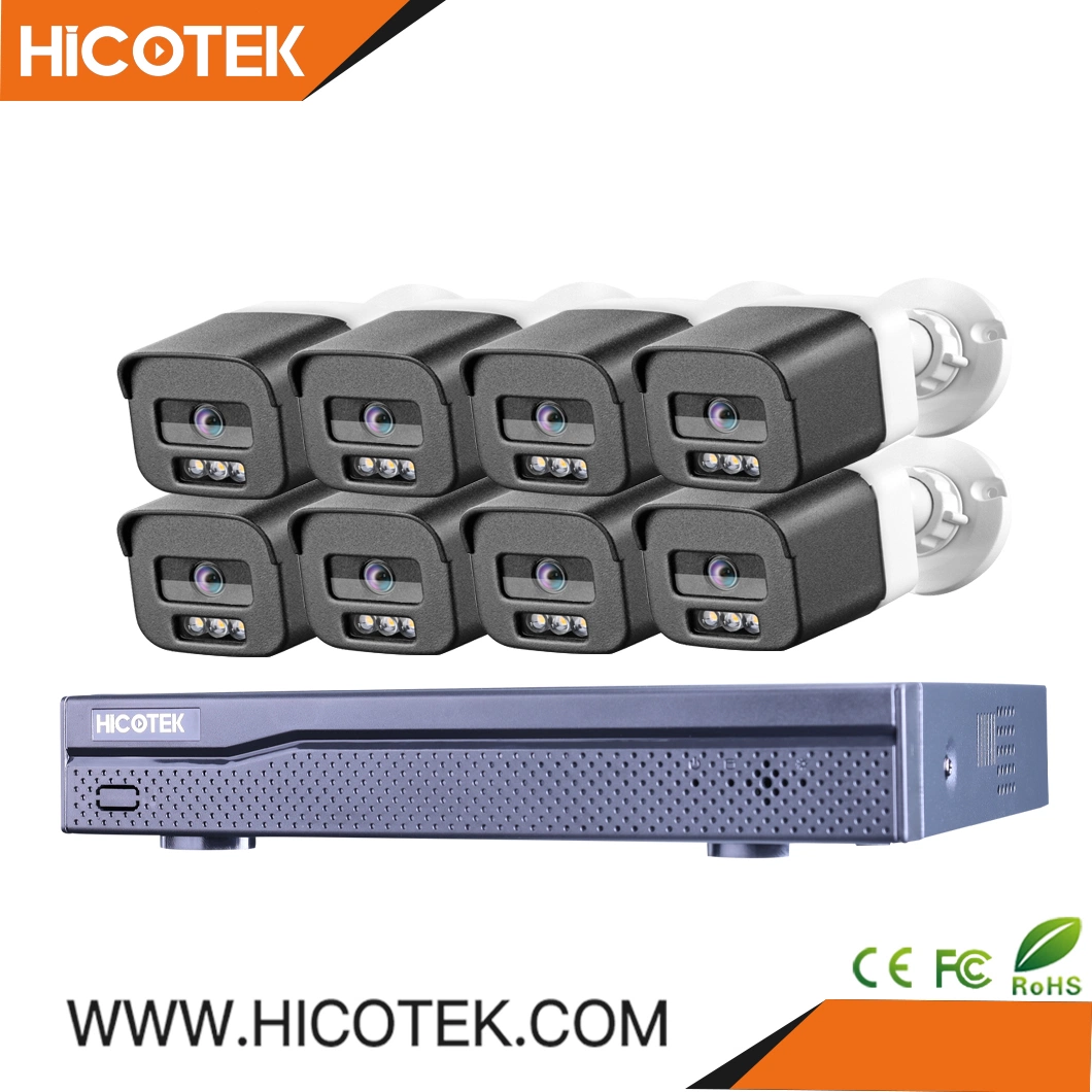 Rendimiento de alta calidad/alto costo y bajo costo Hicotek H265+ 4K Canal de 8MP IP CCTV Colorvu poe la visión nocturna sistema DVR NVR cámaras de seguridad con detección de humanos inteligentes Rtmp aplicación Teléfono