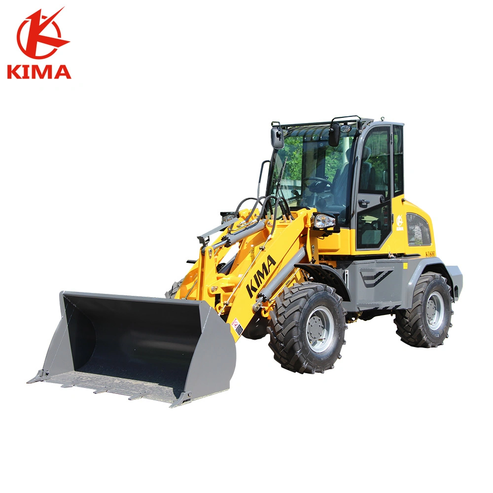 Venta caliente K1600 de alta calidad 1.6ton Maquinaria agrícola pequeña cargadora de ruedas para la venta