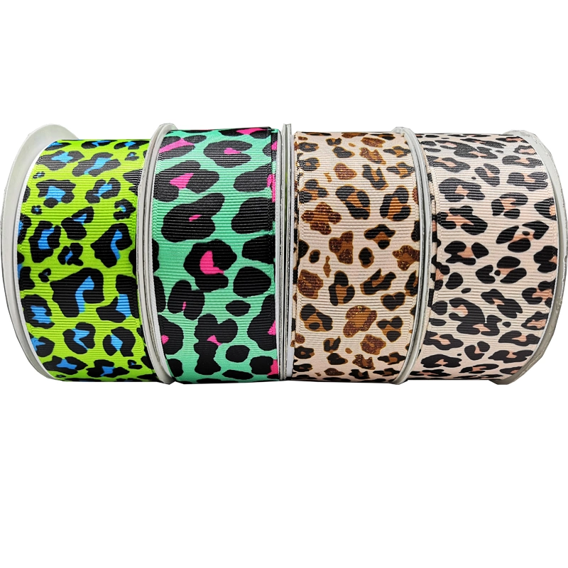 Wholesale/Supplier Price Liston Cintas Transfer Leopard Cow Print Polyester Grosgrain Ribbon for Hair Bow DIY Crafts Handmade Accessories Ribbon