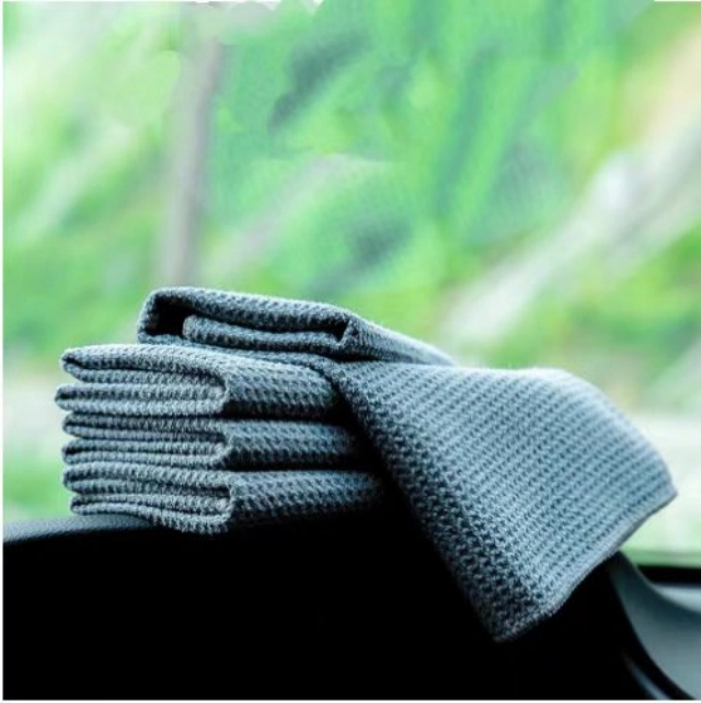 380GSM 40*40cm Honeycomb Rag Car Towel Microfiber Waffle Car Wash Towel