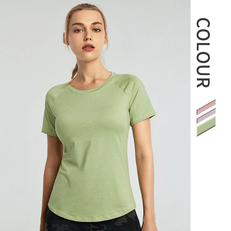 Fresh Green Short Sleeve Moisture Wicking Athletic Shirts for Women Summer Versatility Activewear Top Clothing, Lightweight Workout Running T-Shirt Gym Tops