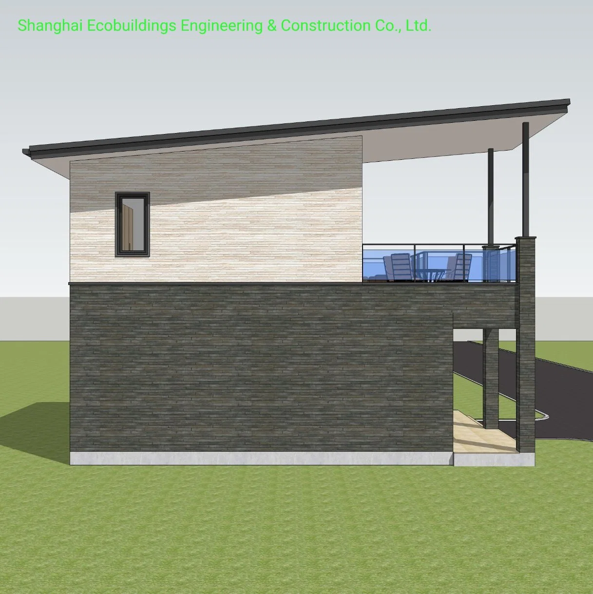 Casa prefabricada de 2 pisos y 3 habitaciones de acero conformado en frío.