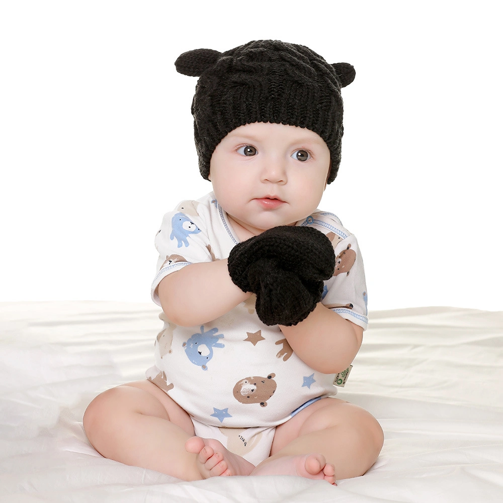 Que lindo Niño Invierno Beanie Hat y guante Guante de Palo grueso caliente bebé Beanie Hat