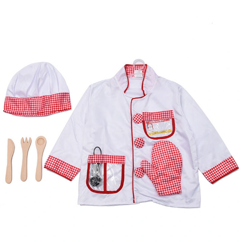 Disfraz de Chef para Juego de Roles con Gorro de Cocina y Set de Utensilios de Juguete para Niños y Niñas en Fiestas y Carnavales