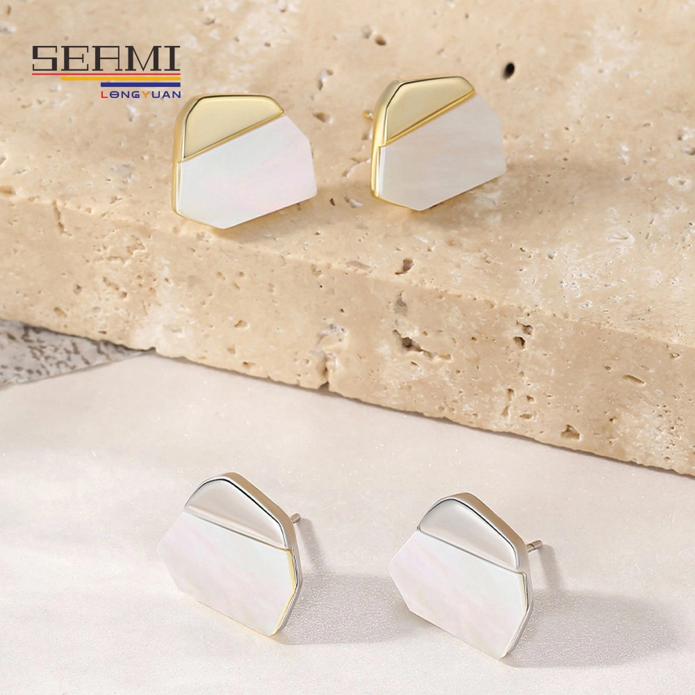 S925 Sterling Silver Female Irregular White Shell Unique Earrings