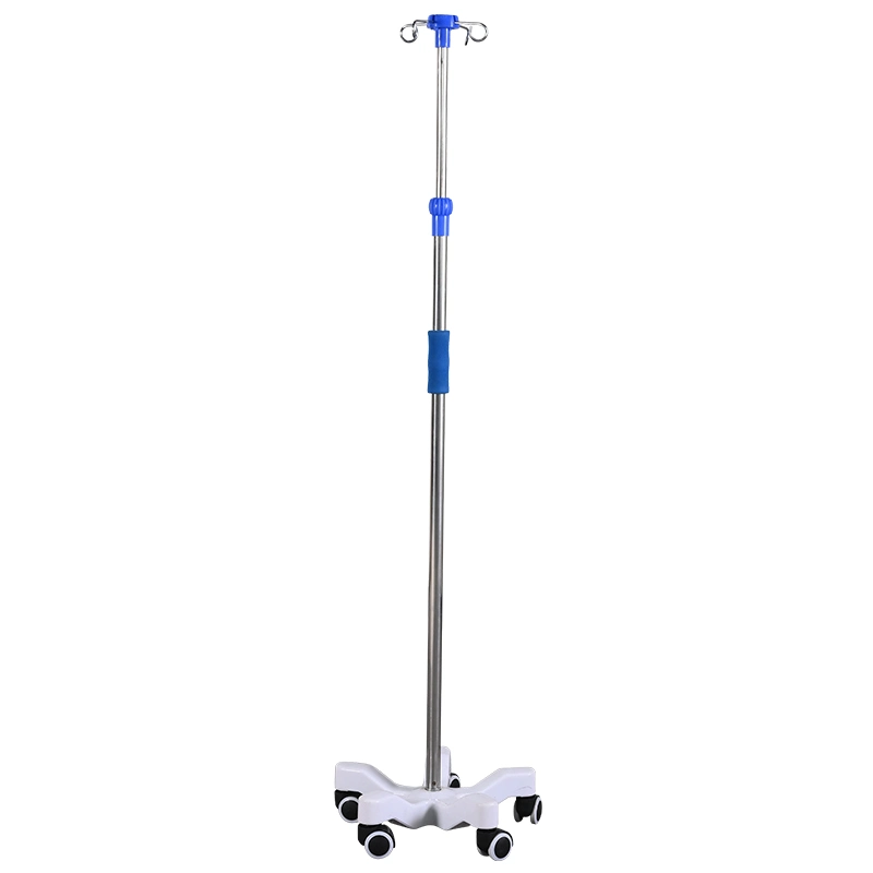 Big Stock Stainless Steel IV Pole with Wheels Infusion Stand Hospital Furniture