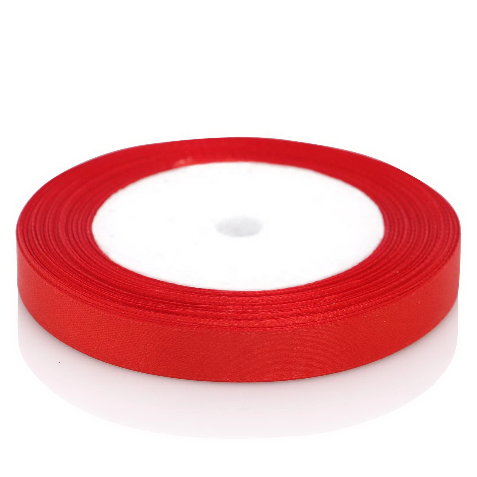 High quality/High cost performance Ningbo Custom Logo Personalized Blue Red Ivory Double Face Colorful 25yd 50 Yd Polyester Satin Ribbon