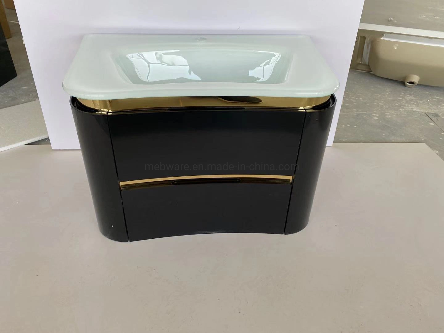 Best Selling Good Price Designed Wall Hung Mounted Bathroom Vanity PVC Bathroom Cabinet with LED Mirror and Side Cabinet