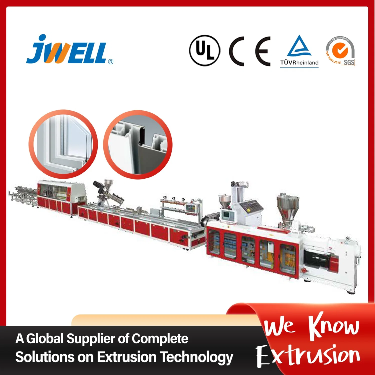 Jwell European Style Windows PVC Profile Production Equipment with Parallel Screw