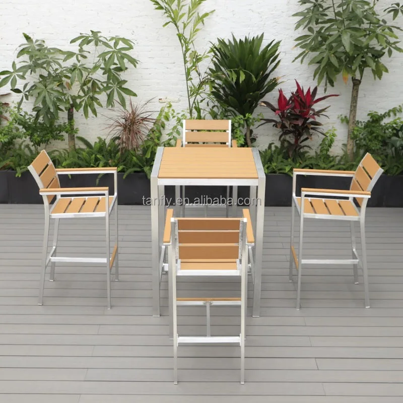 Aluminum Frame Polywood Top Dining Table Chair Set