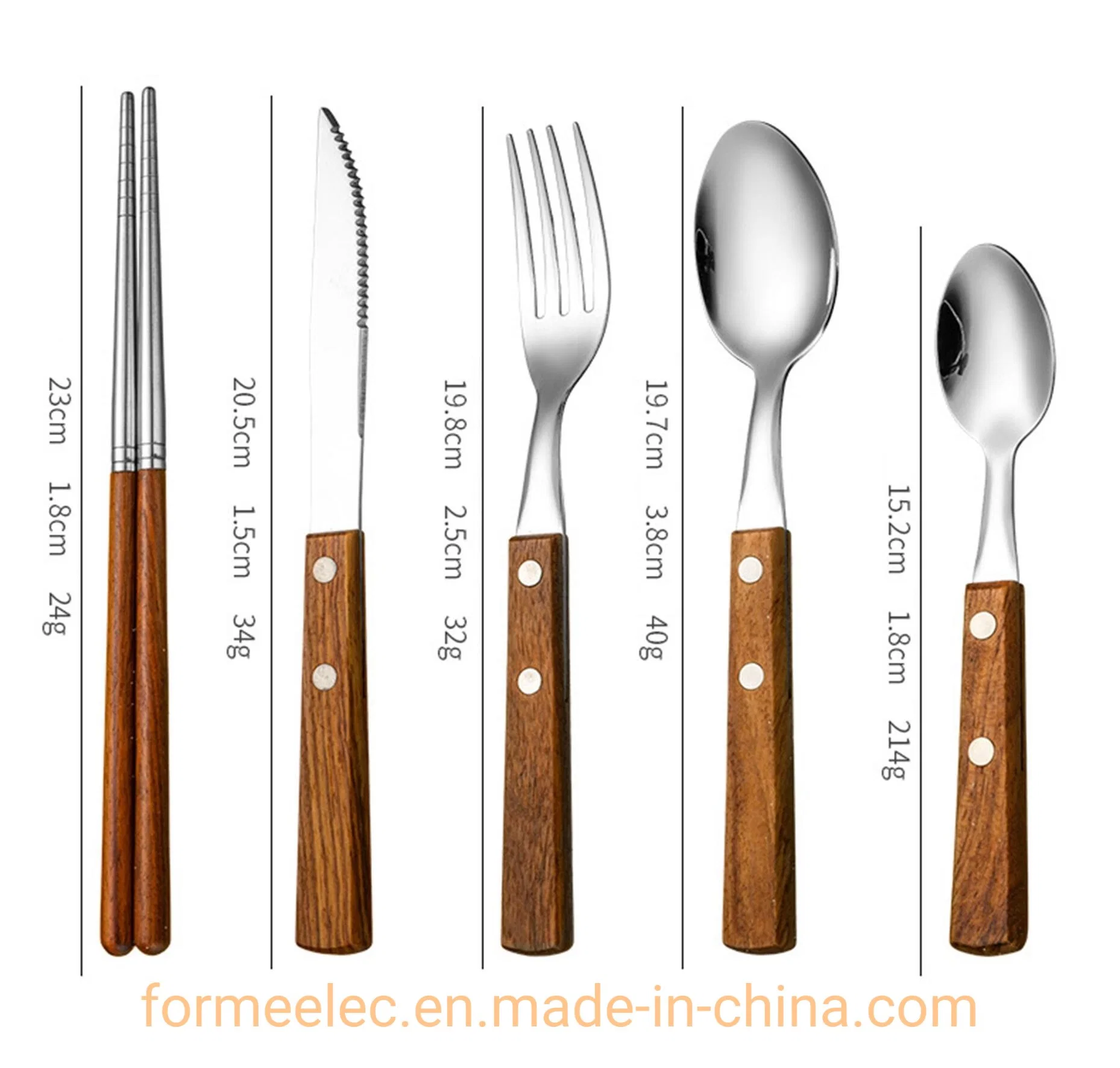 Flatware 304 Stainless Steel Rosewood Handle Cutlery Soup Spoon Dinnerware Dinner Fork Steak Knife