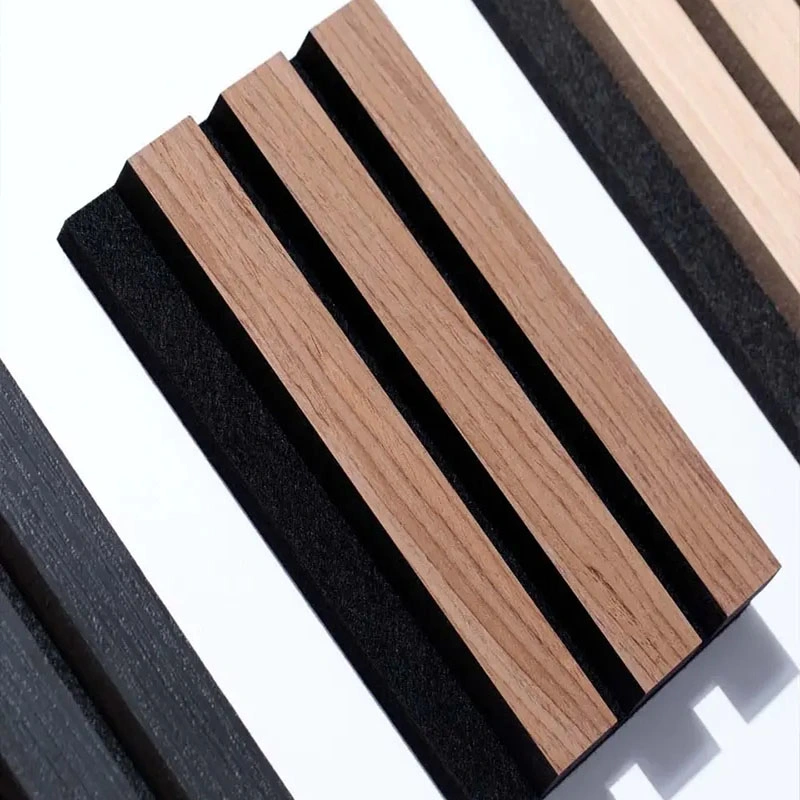 Eco-Friendly Slat Wood Panel Akupanel Veneer Pet MDF Acoustic Panel Polyester Board