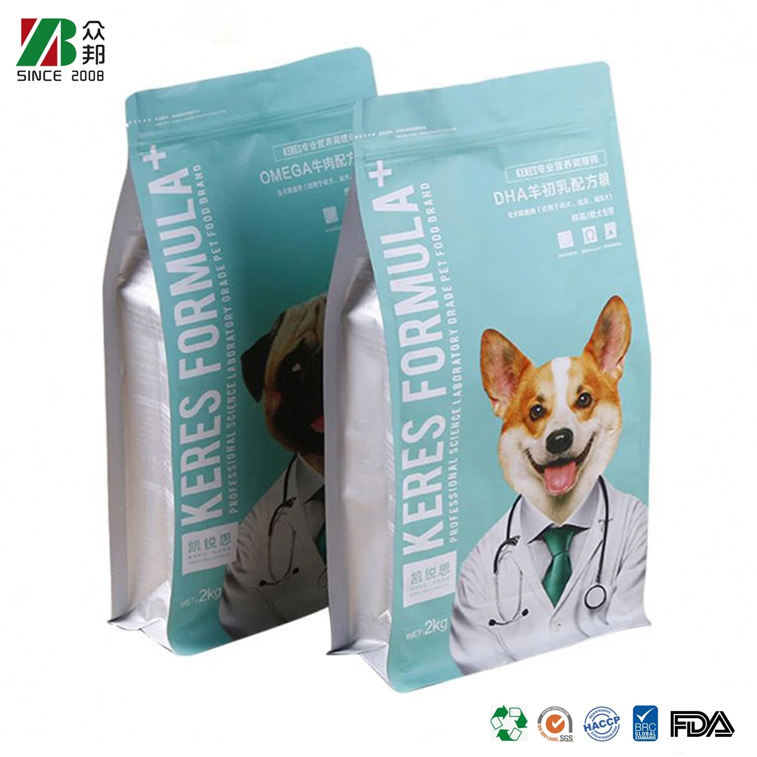 Sac d'emballage en plastique pour friandises pour chiens, litière pour chats, graines pour oiseaux et nourriture pour lapins en vente chaude.